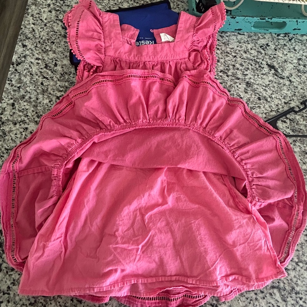 Pink Ruffled Kids Dress. Size 7 - Picture 3 of 6